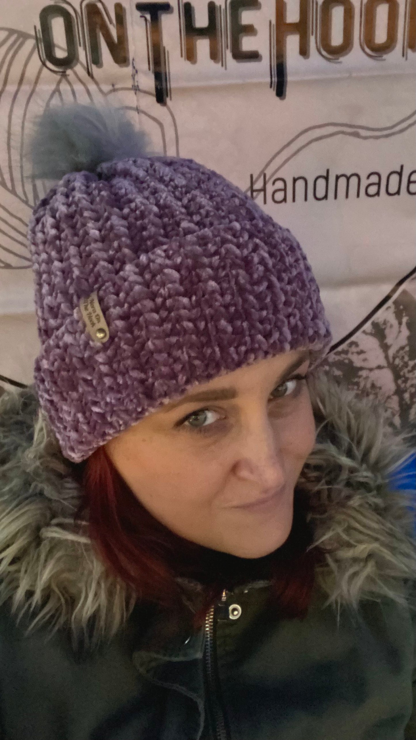 Beanie with faux pompom